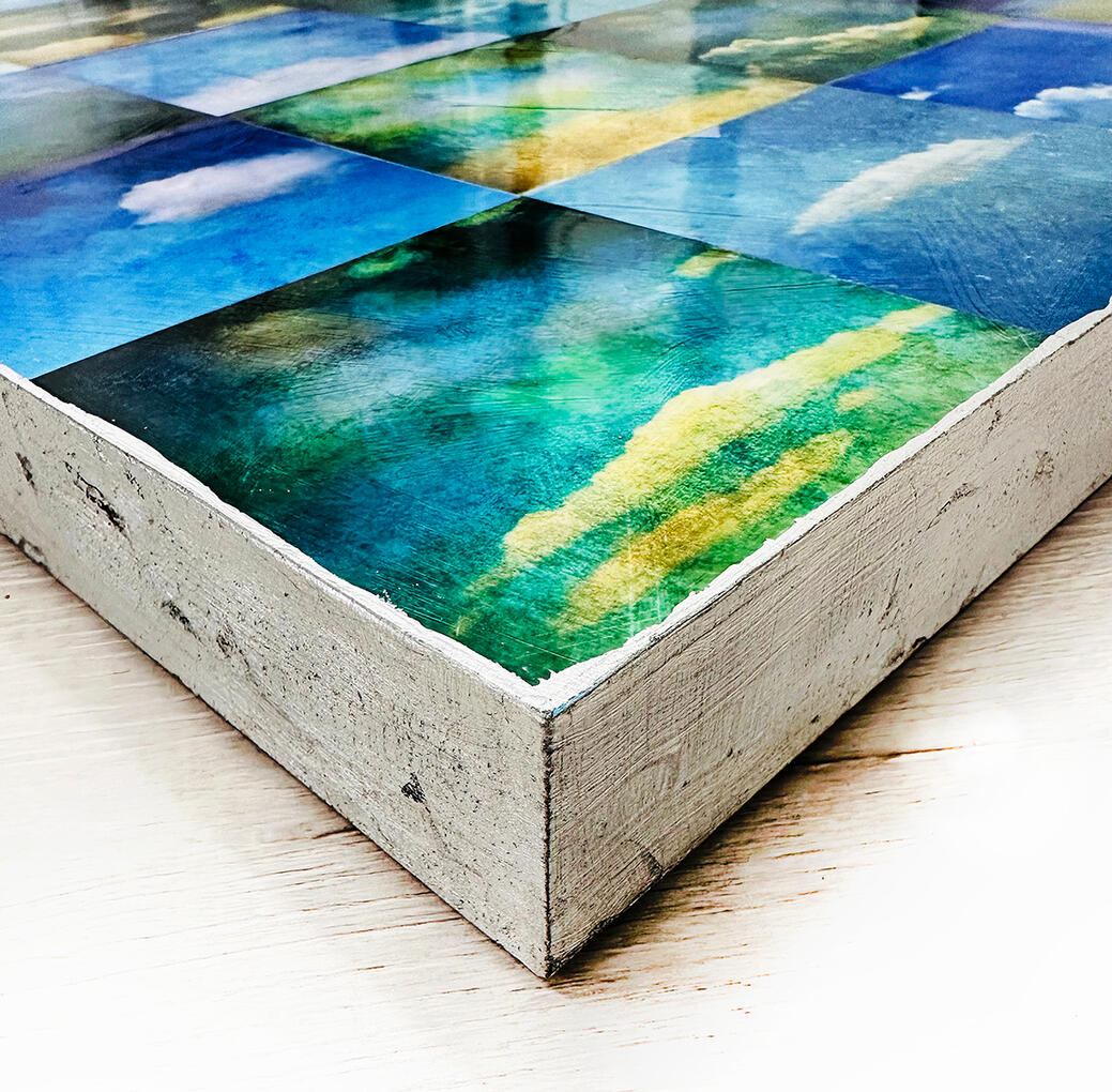 Cloud montage, detail of silver-leafed sides