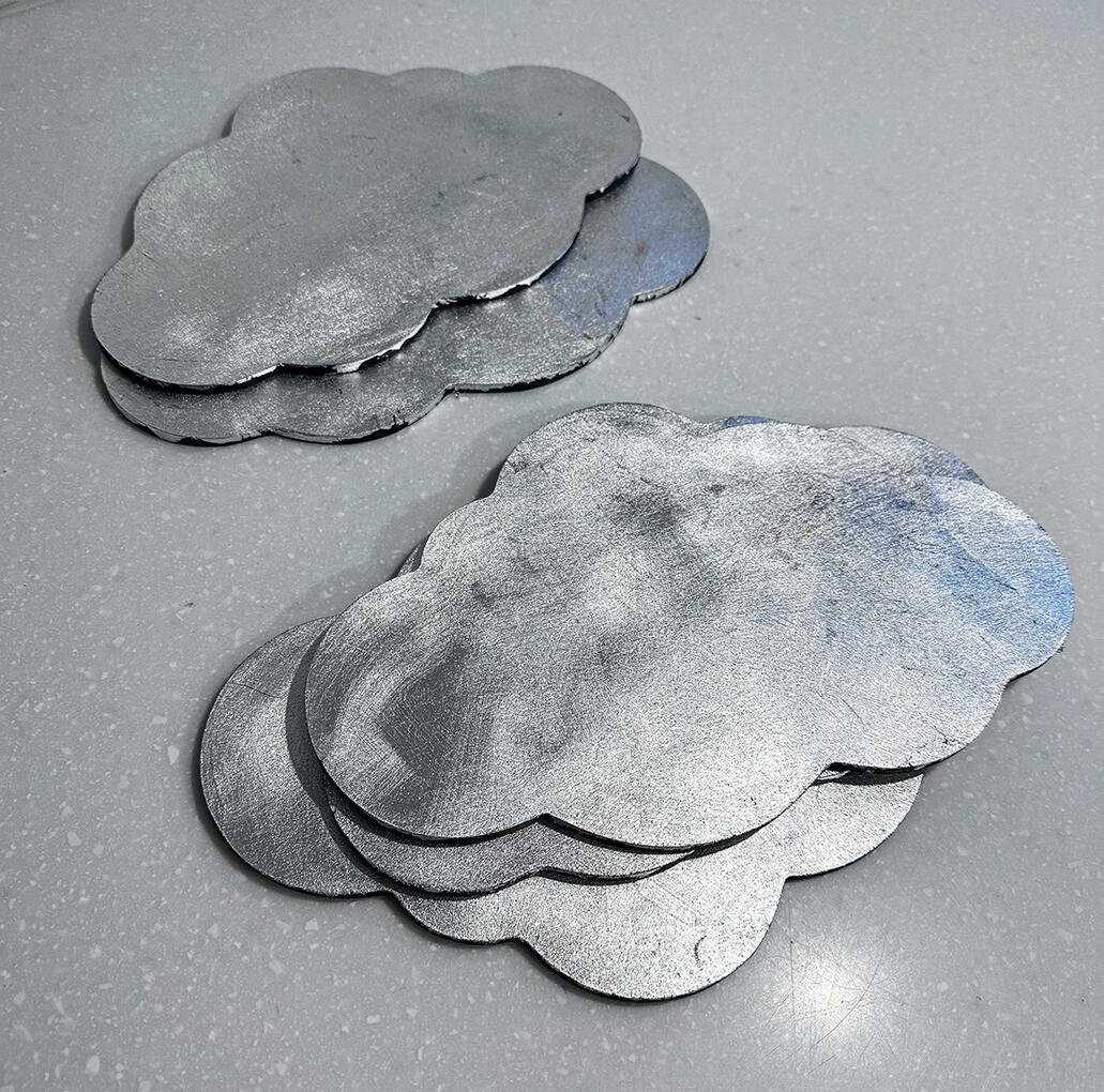 Silver Clouds. Silver-leaf over black paint