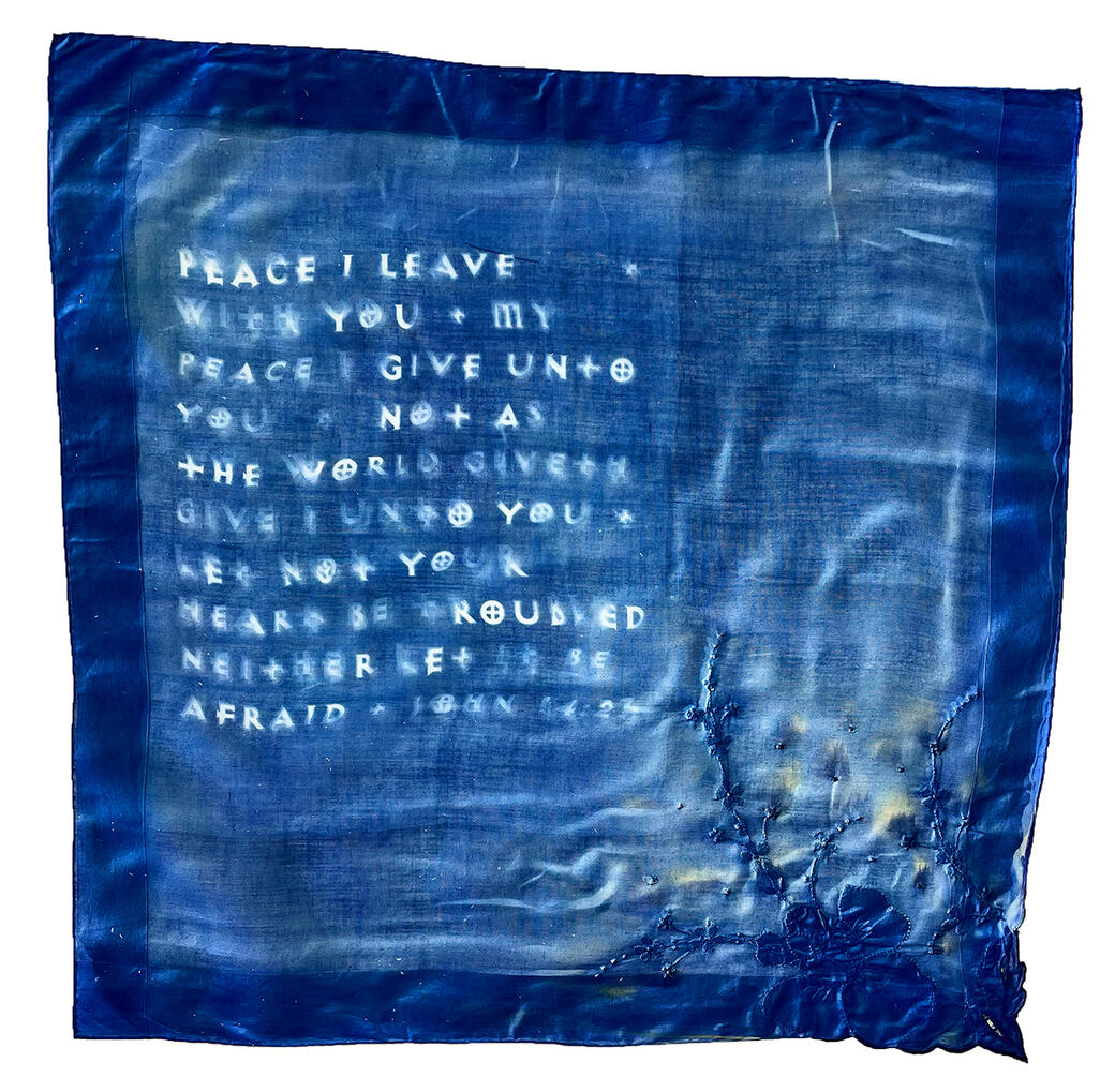 Cyanotype on vintage handkerchief