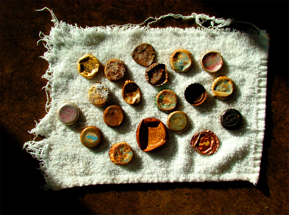 Found Bottle Caps. Photograph