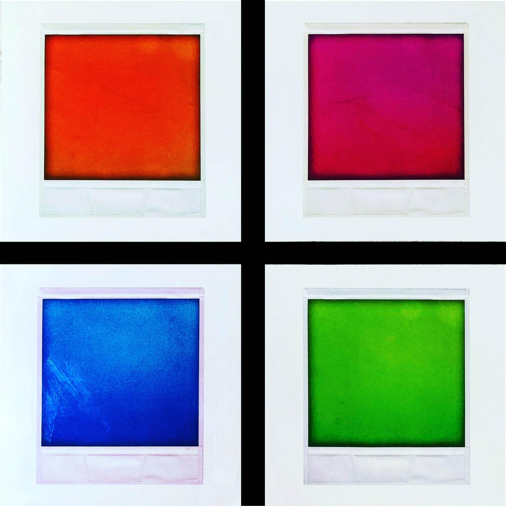 Polaroid Style Color Studies, mounted on wood