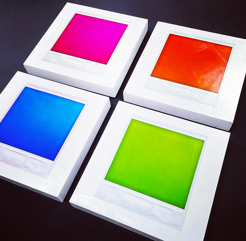 Polaroid Style Color Studies, mounted on wood