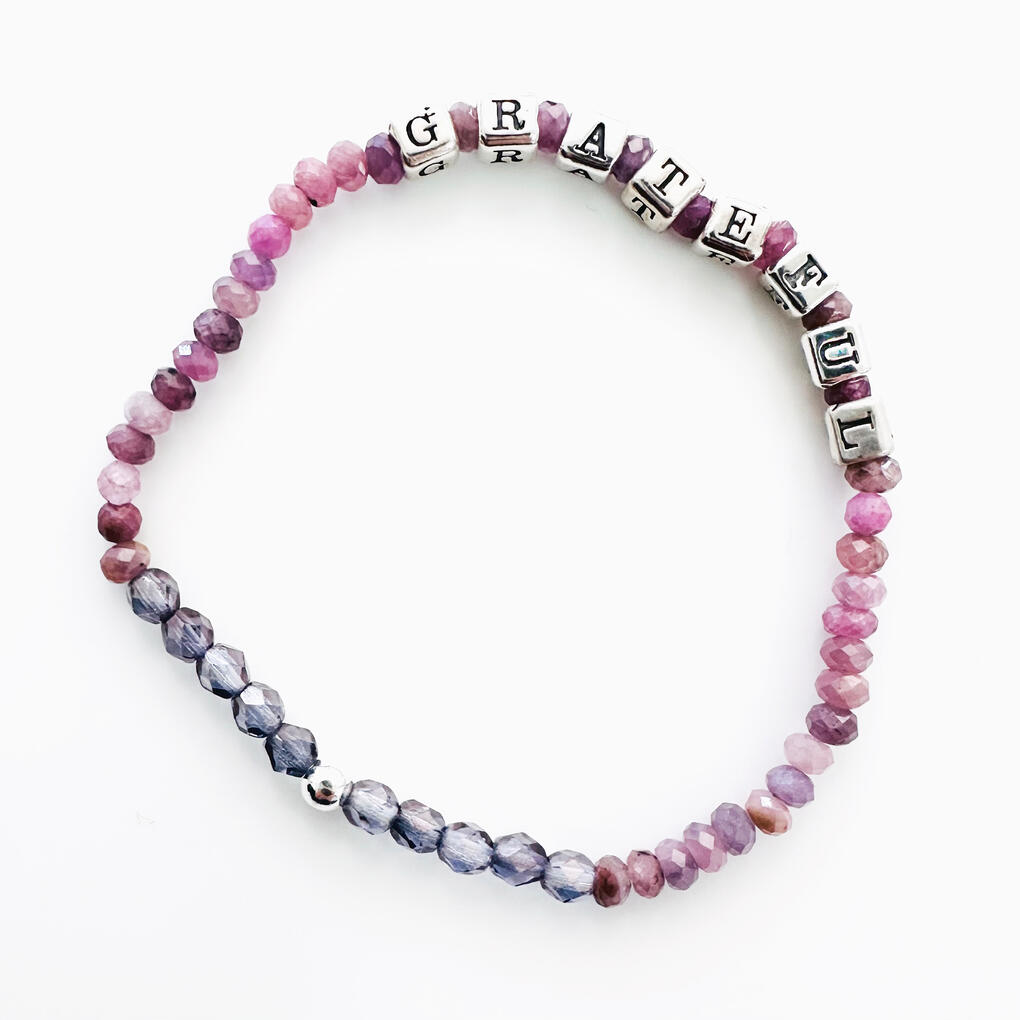 Grateful Sterling Silver and Ruby Gemstone Bracelet